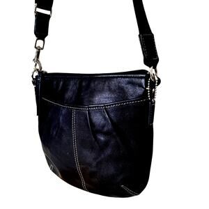 Coach Vintage Leather Adjustable Strap Swingback Crossbody Black